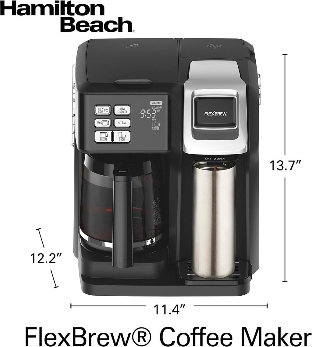 12 Cup Programmable Coffee Maker & Single Serve Drip Coffee Machine, 2-in-1 Automatic Coffee Brewer with Glass Carafe, Reusable Filter, Digital Timer and Warming Plate - Black/Silver Y400