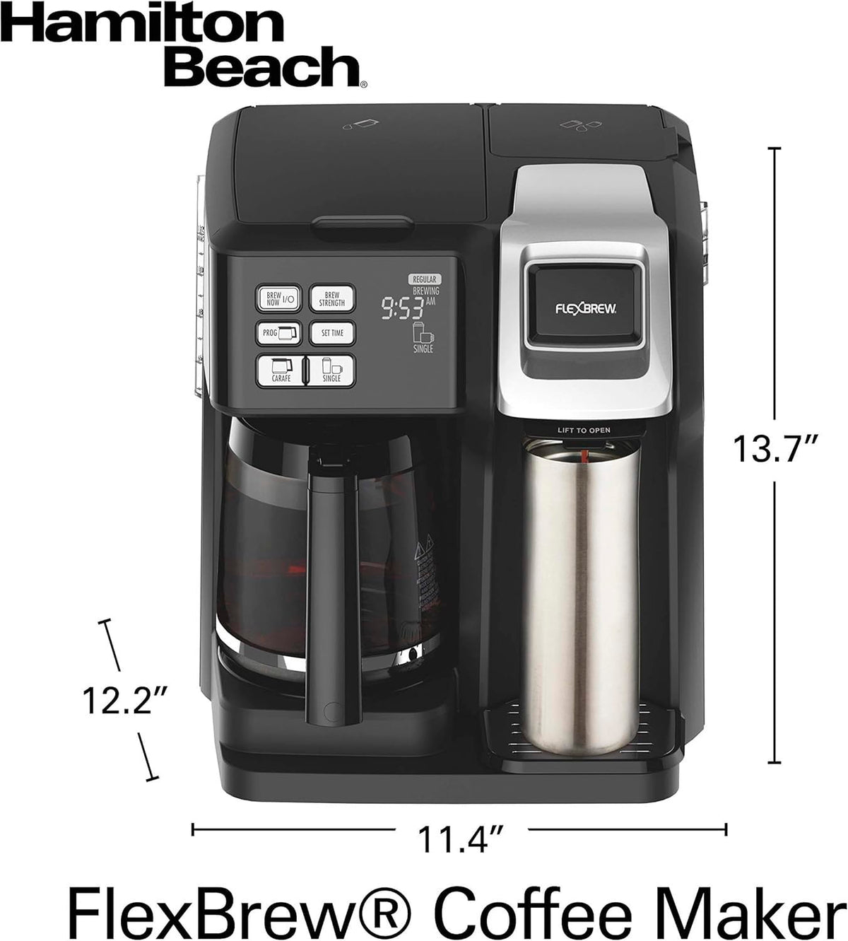 12 Cup Programmable Coffee Maker & Single Serve Drip Coffee Machine, 2-in-1 Automatic Coffee Brewer with Glass Carafe, Reusable Filter, Digital Timer and Warming Plate - Black/Silver Y400