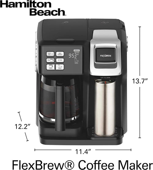 12 Cup Programmable Coffee Maker & Single Serve Drip Coffee Machine, 2-in-1 Automatic Coffee Brewer with Glass Carafe, Reusable Filter, Digital Timer and Warming Plate - Black/Silver Y400