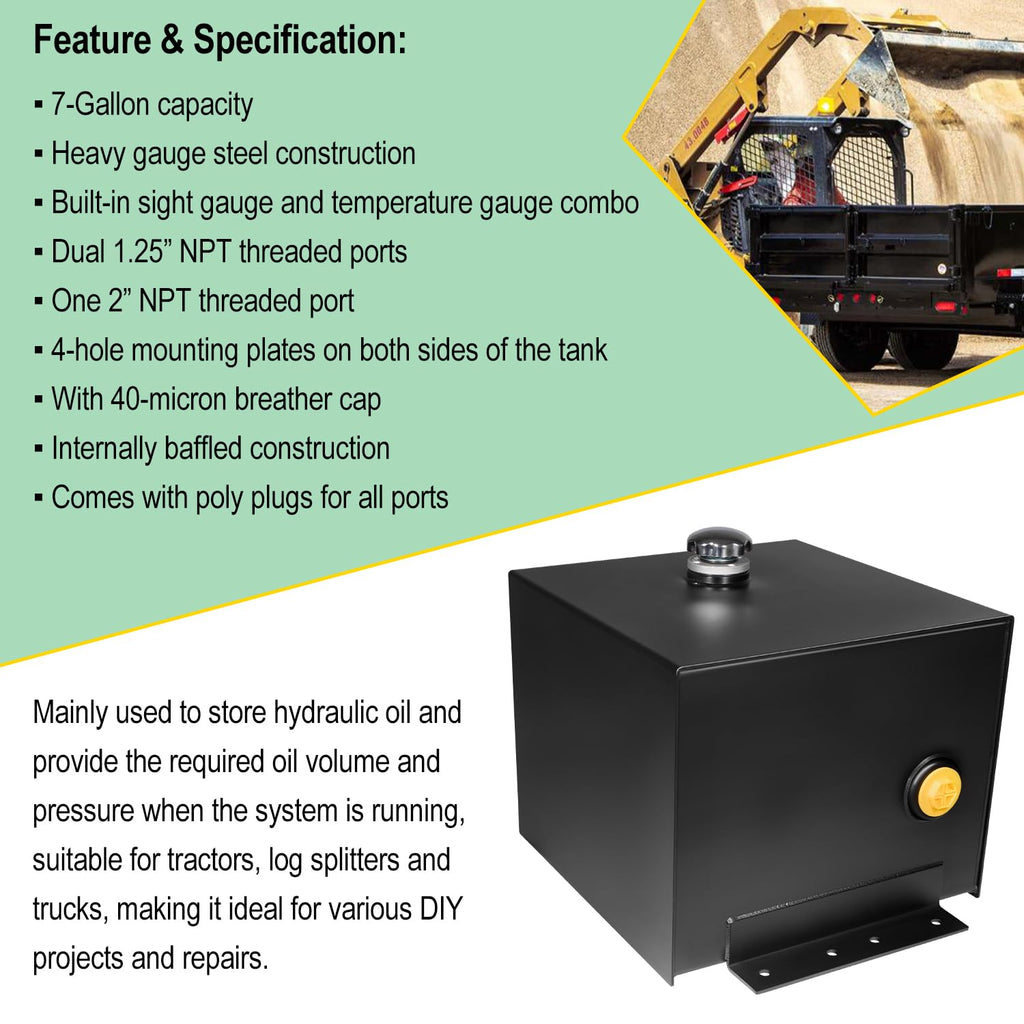 7 Gallon Hydraulic Fluid Reservoir Oil Tank O5201
