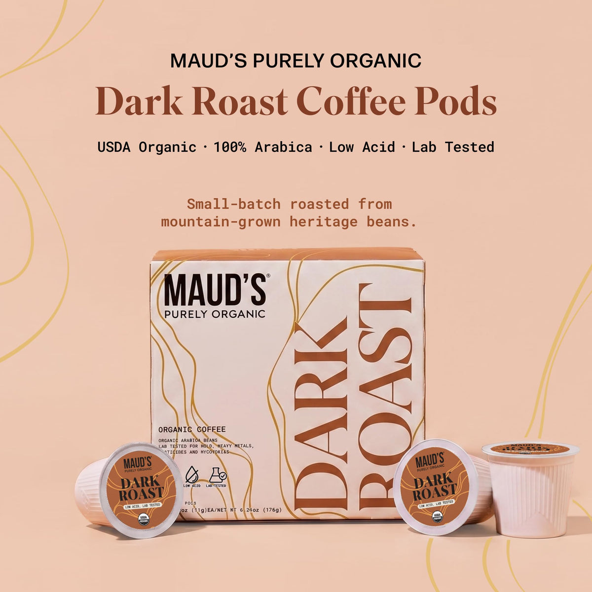 Organic Low Acid Dark Roast Coffee Pods 16ct H21429