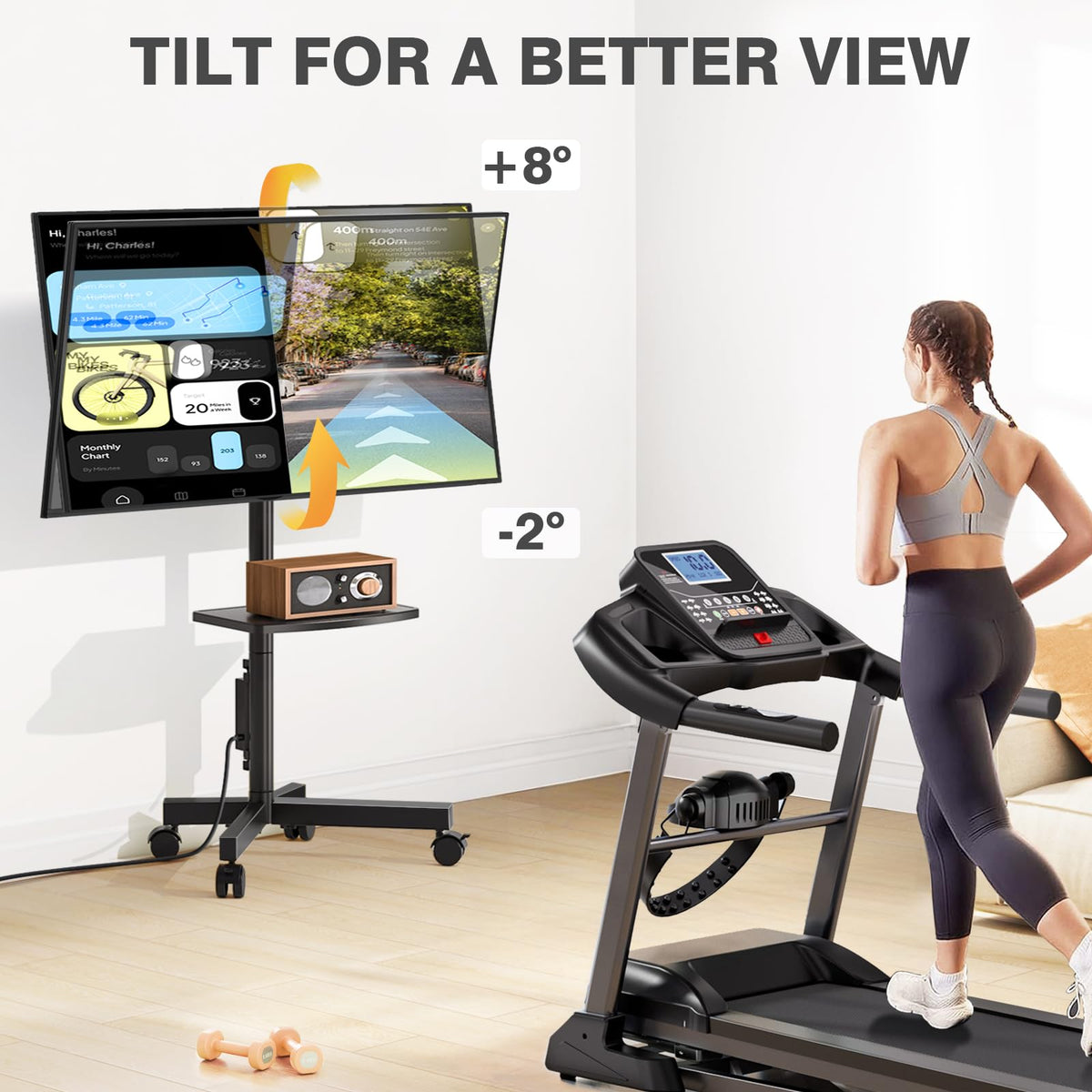 Mobile TV Stand with Power Outlet for 23-65 Inch TVs Z1809