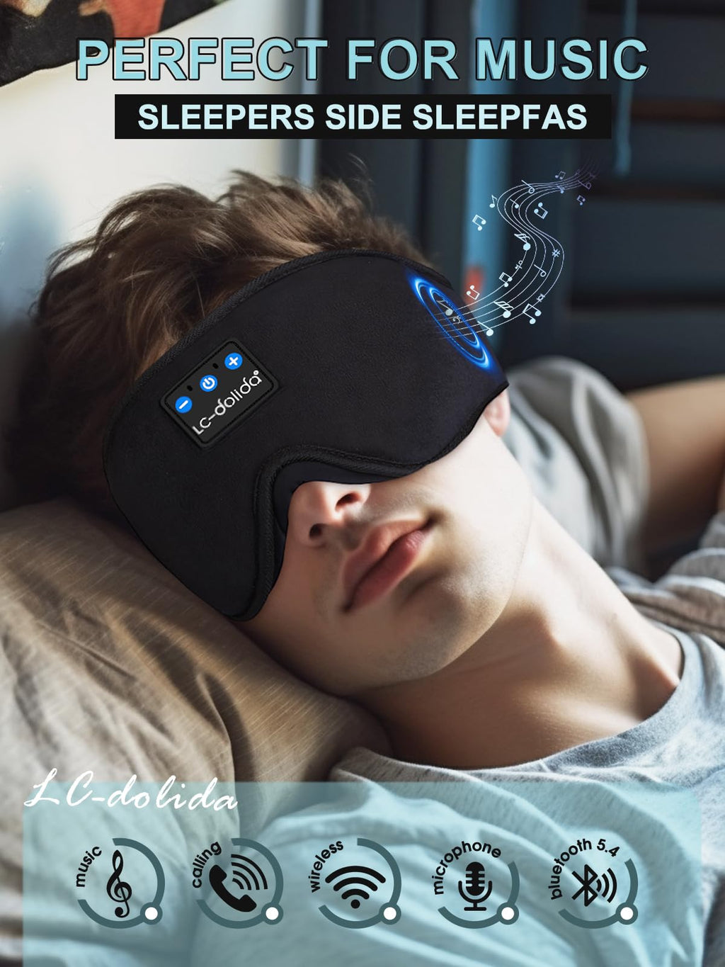 Sleep Mask Bluetooth Wireless Music Eye Mask D7018