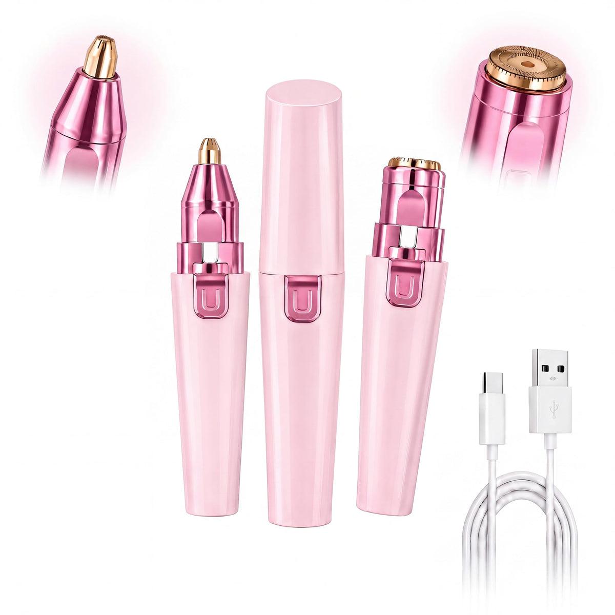Pink USB Rechargeable Facial Hair Remover F12269