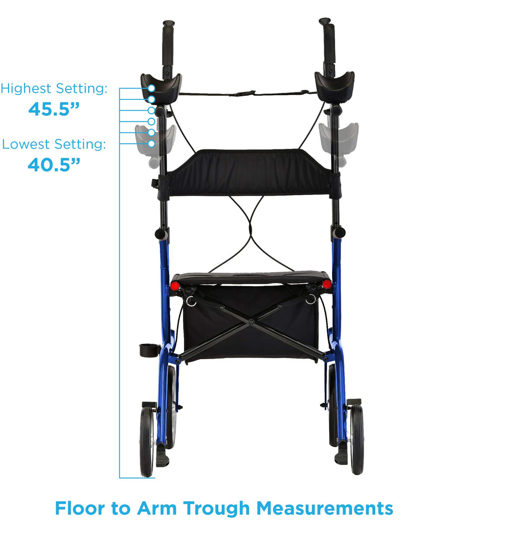 Blue Upright Rollator Walker with 10 Inch Front Wheels A6180