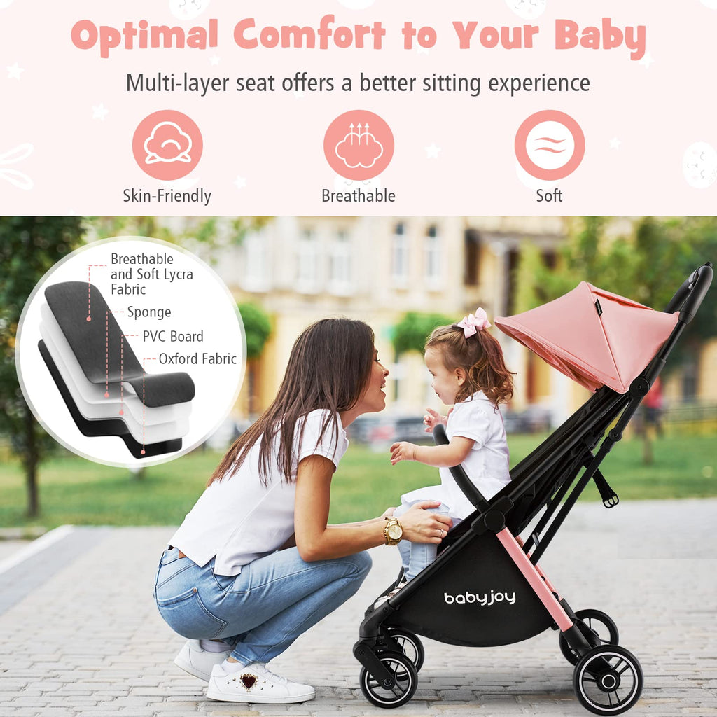 Lightweight Compact Baby Stroller with Canopy and Storage Basket H775