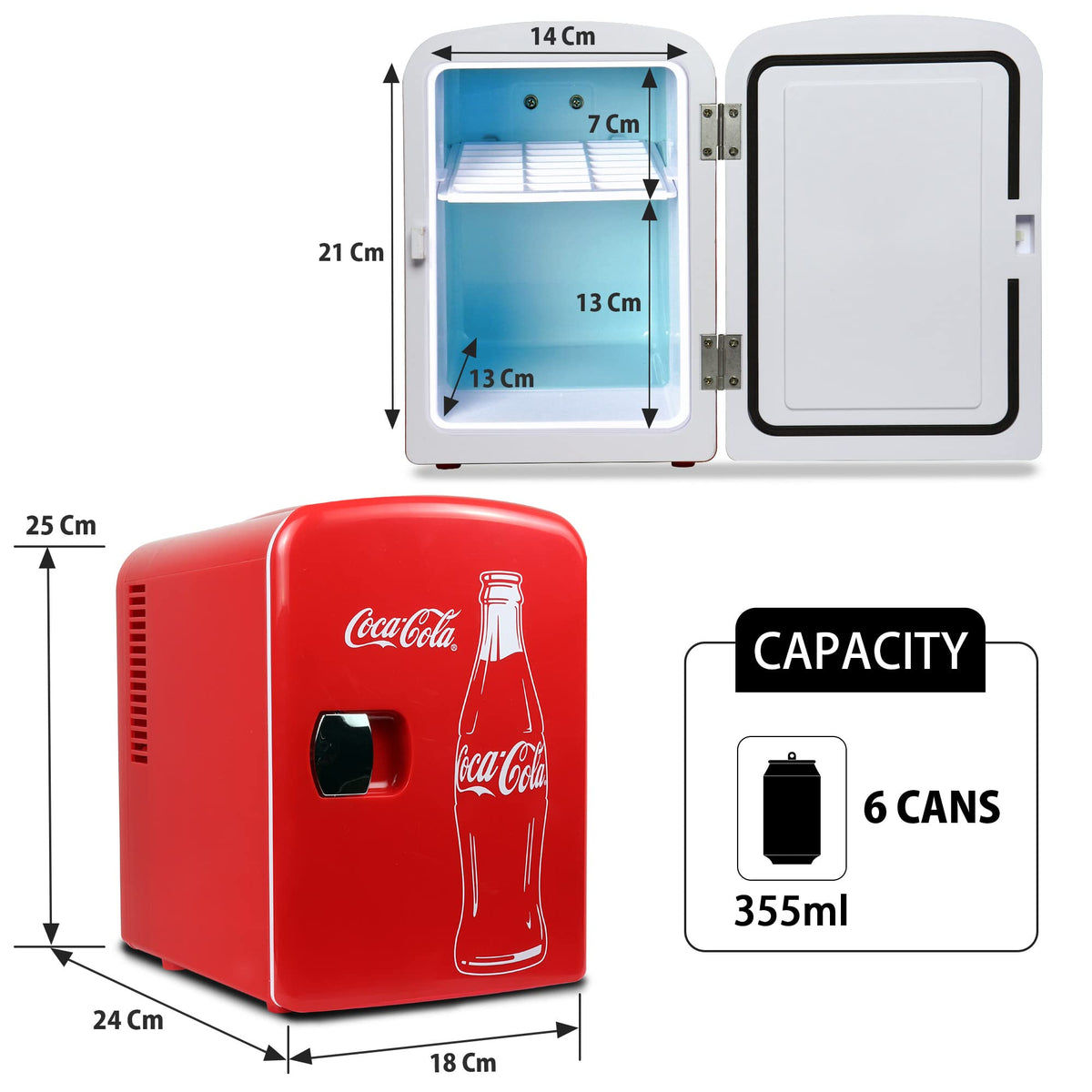 4L 6 Can Mini Fridge Portable Cooler Red G4050