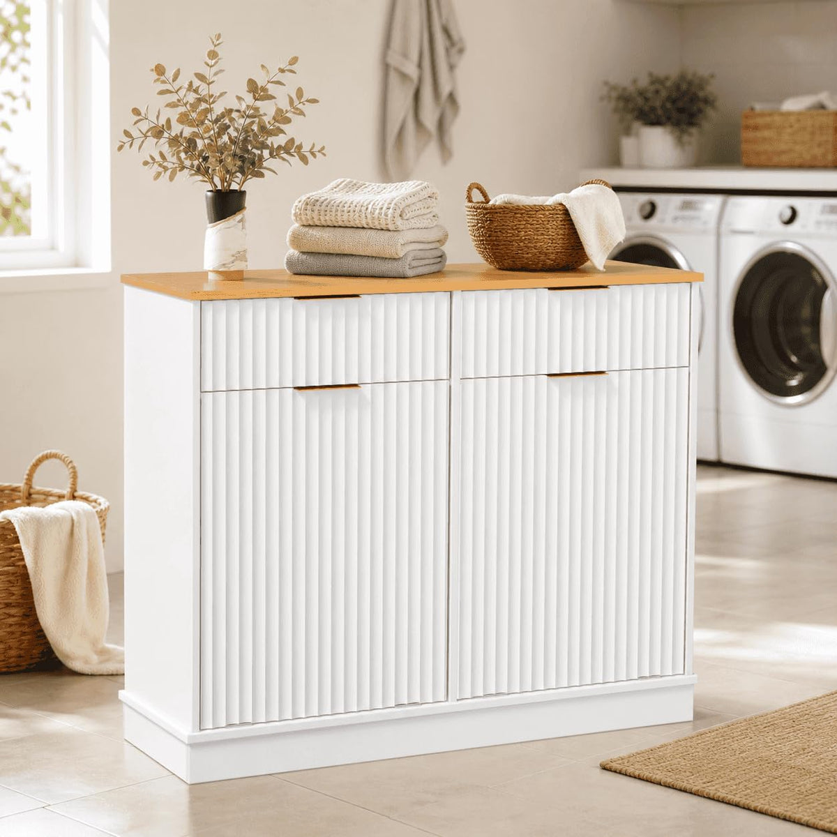 White Double Tilt Out Trash Can Cabinet M69610