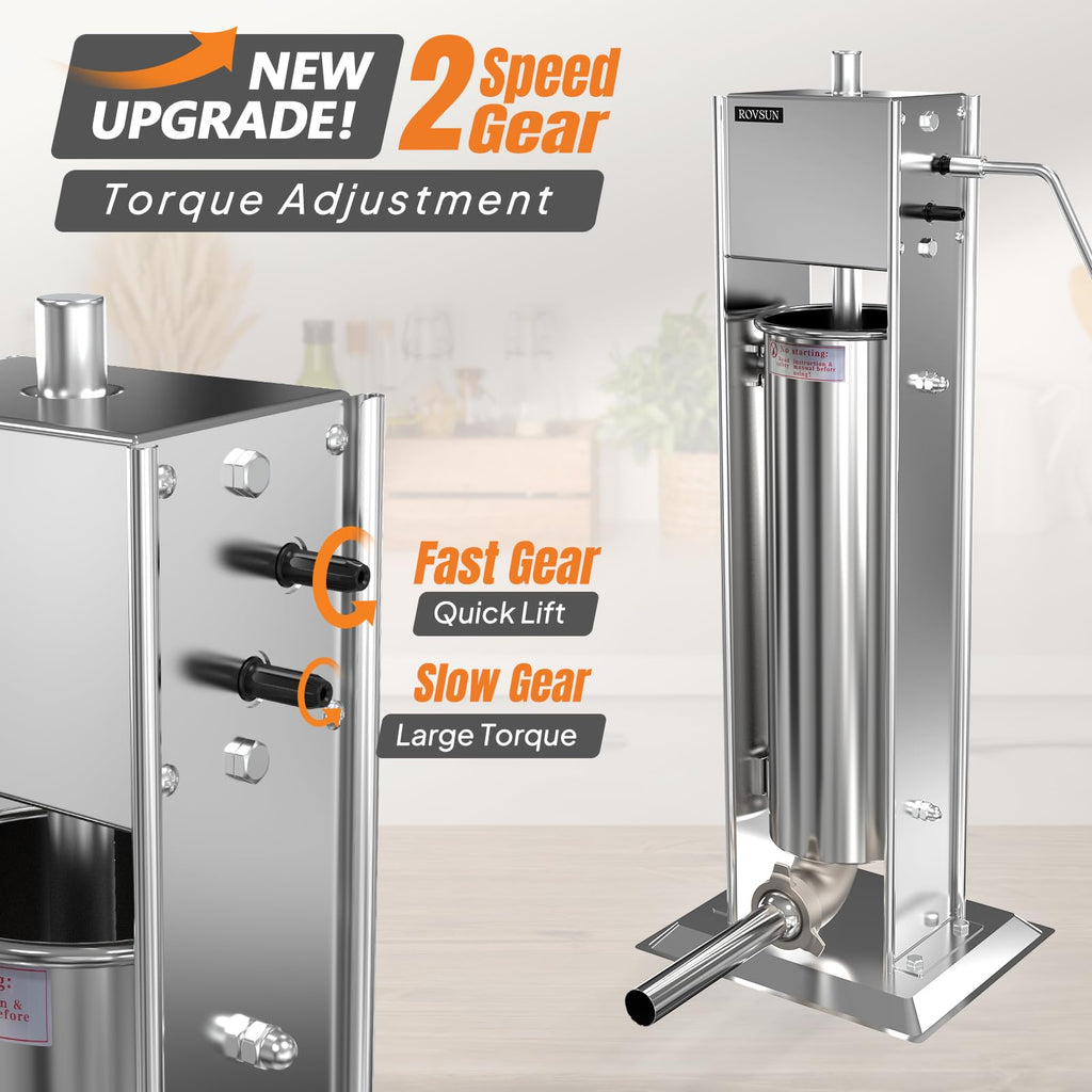 15LBS/7L Two Speed Stainless Steel Vertical Sausage Stuffer M192