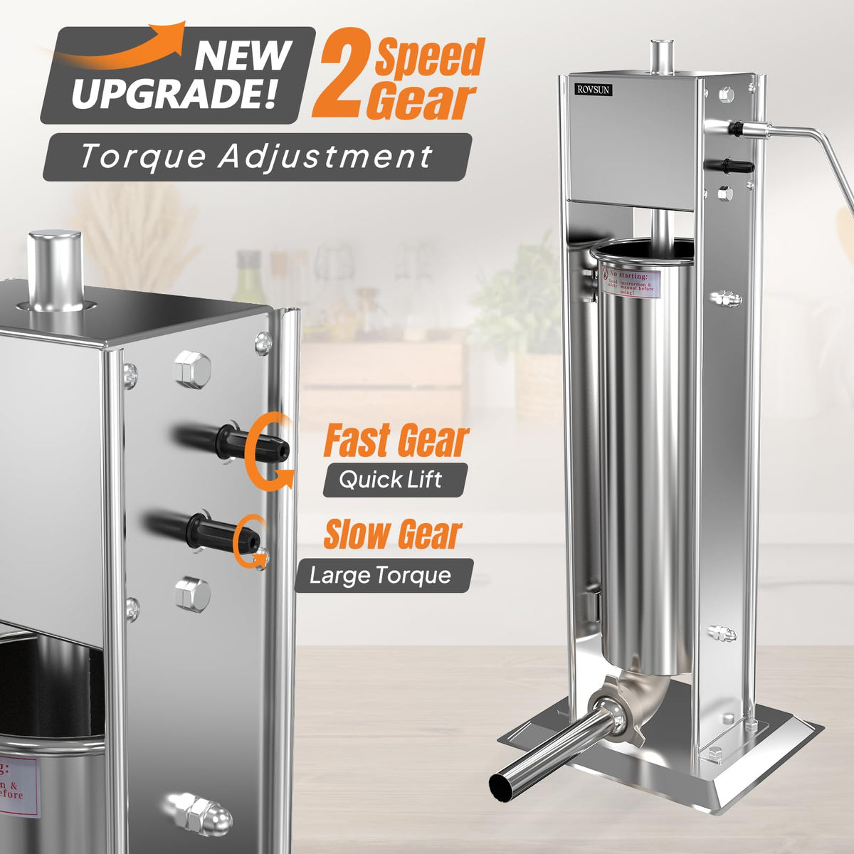 15LBS/7L Two Speed Stainless Steel Vertical Sausage Stuffer M192