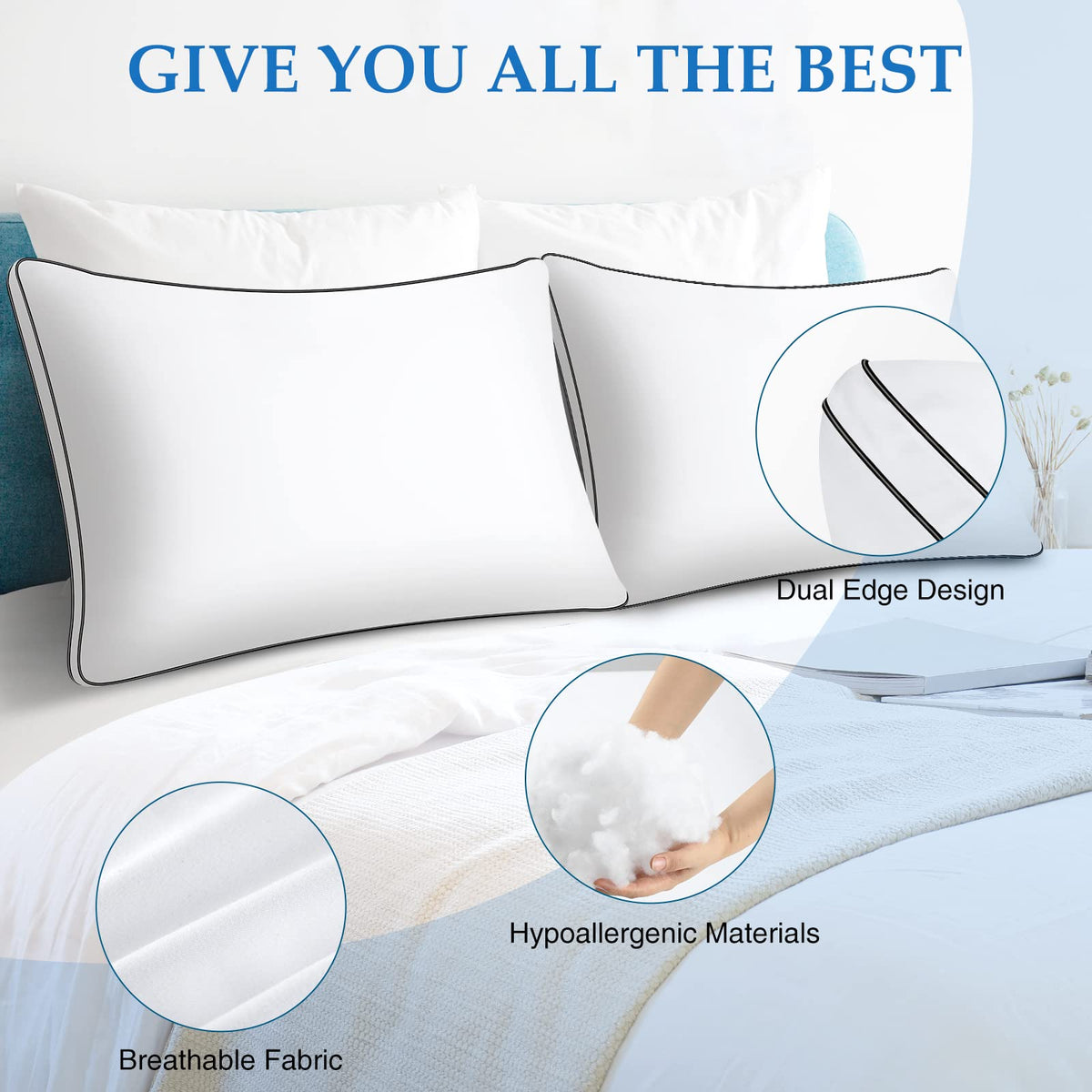 King Size Set of 2 Bed Pillows E801