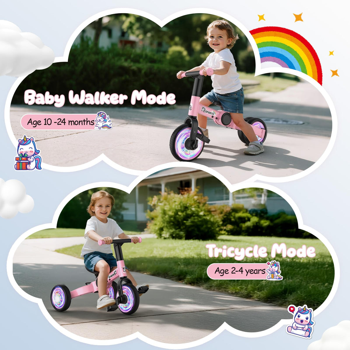 3 in 1 Toddler Balance Bike with Removable Pedals D20674