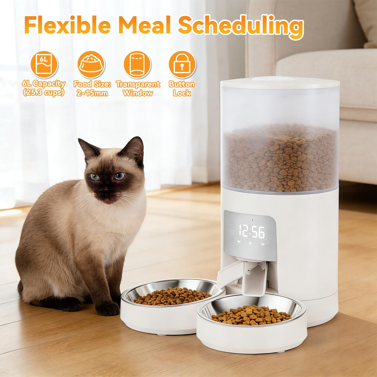 Automatic Cat Feeder 6L White O764889