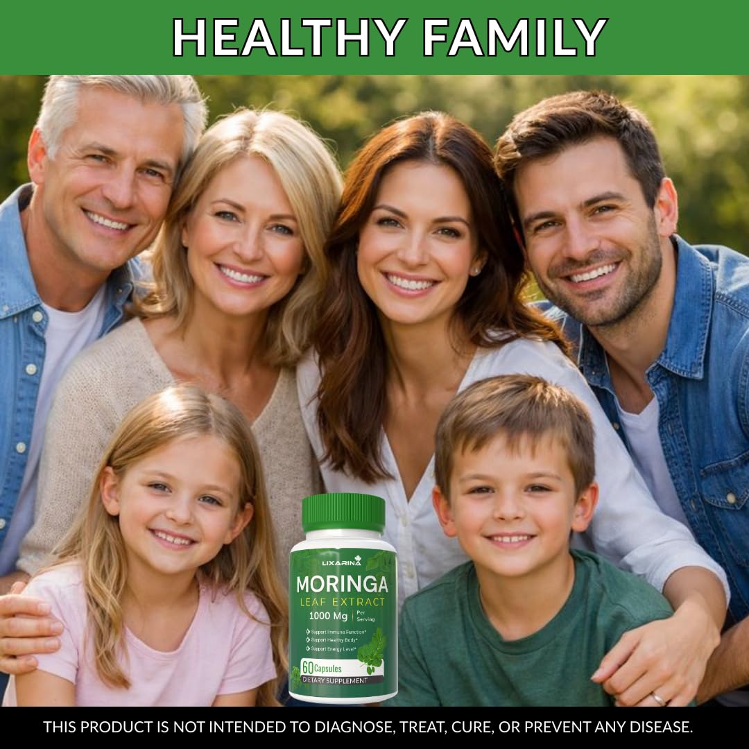 Moringa Capsules Organic 1000MG 60 Count Pack-2 C206