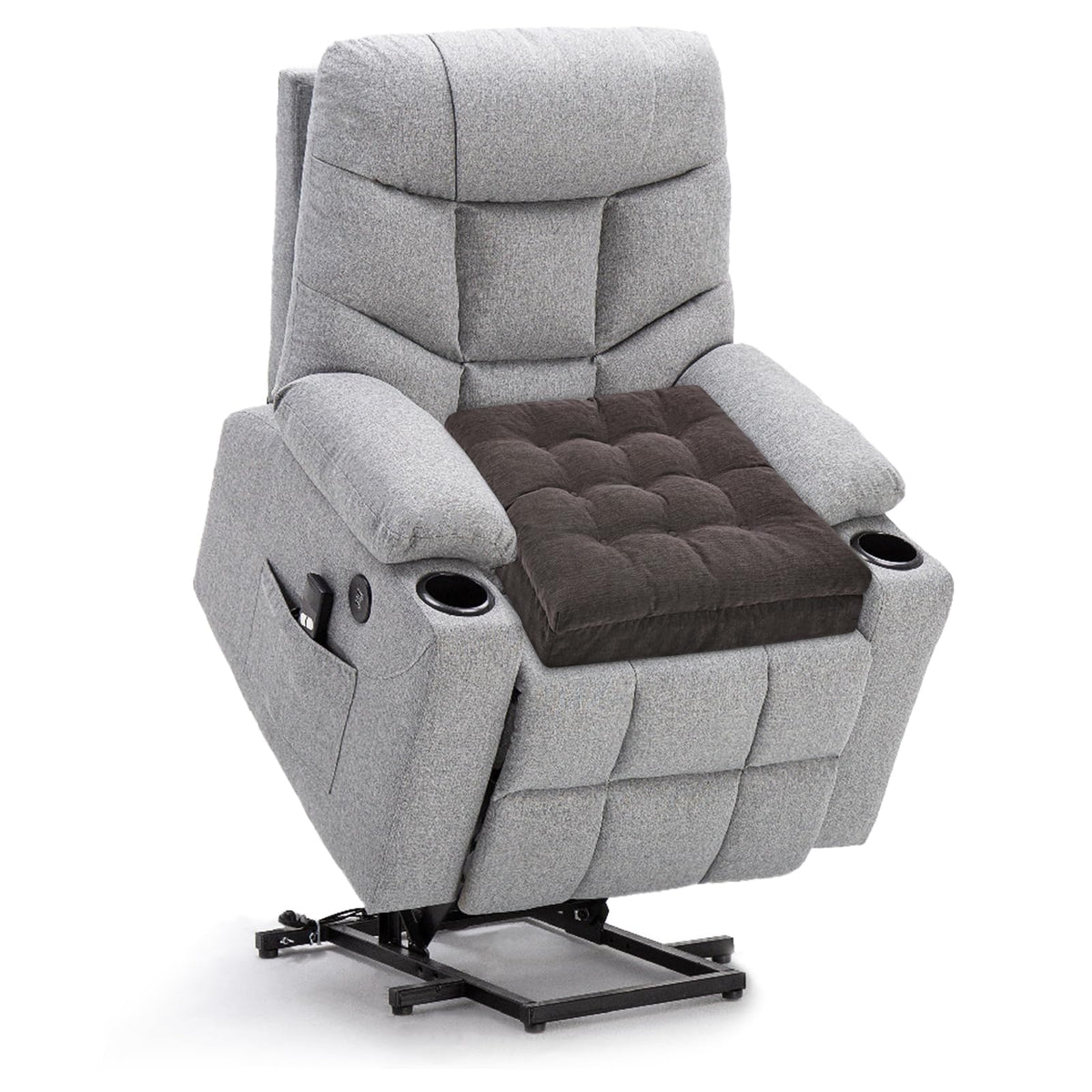 20x20x5 Inch Thick Tufted Dual Layer Chair Cushion Taupe 1P U9690