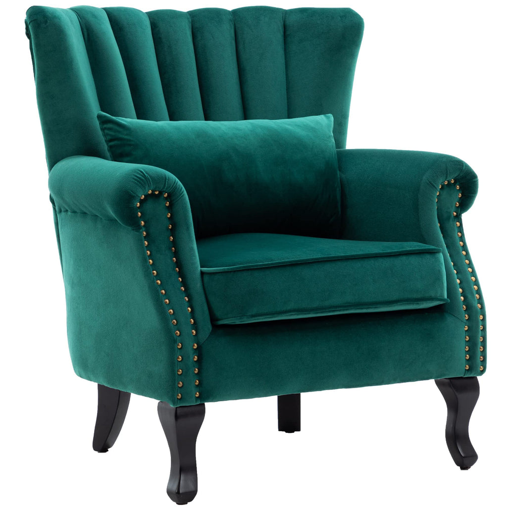 Velvet Accent Chairs Set of 2 Green J2815