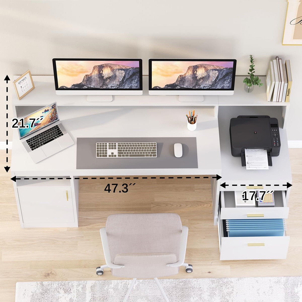 65" White Computer Desk with 3 Drawers Q262