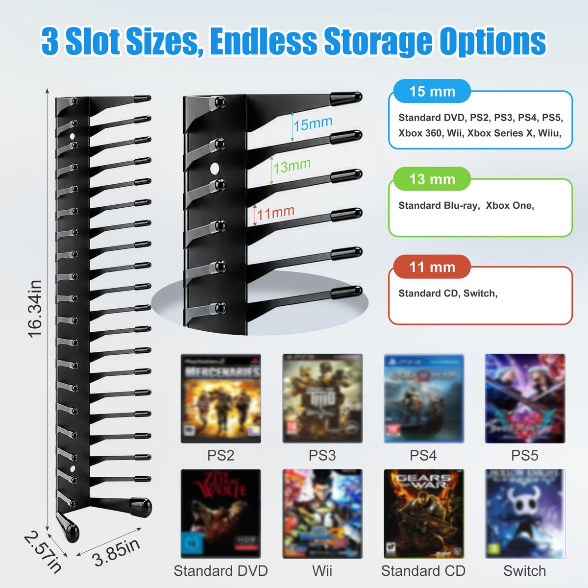 Anti-Drop CD Storage Shelf Wall Mount 4 Pack T9058