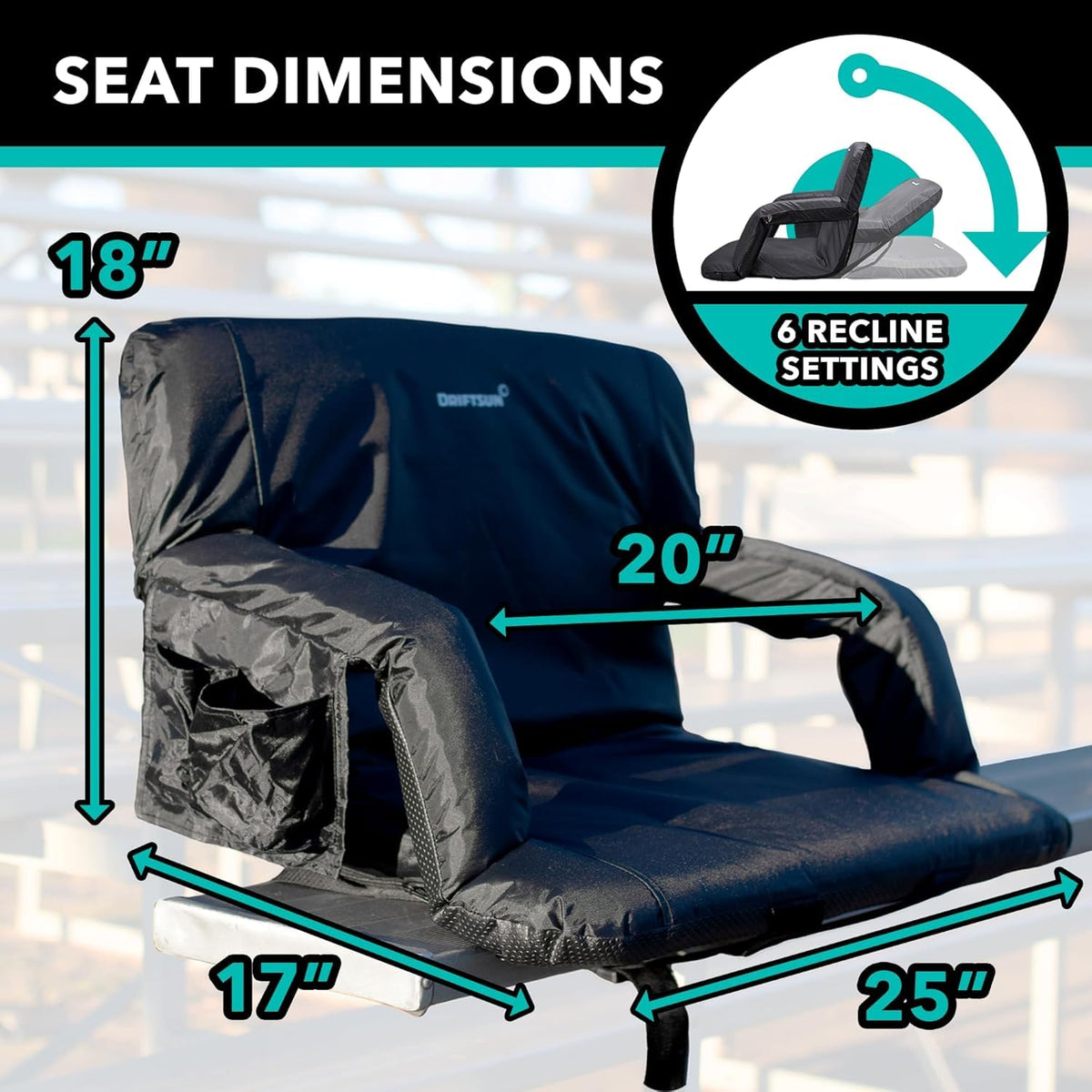 2 Pack Extra Wide Foldable Stadium Seats with Back Support K402