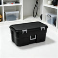 Black 22 Gal Wheeled Plastic Storage Bins W9272