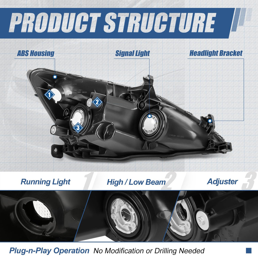 Black Housing Amber Corner Headlights Assembly A639