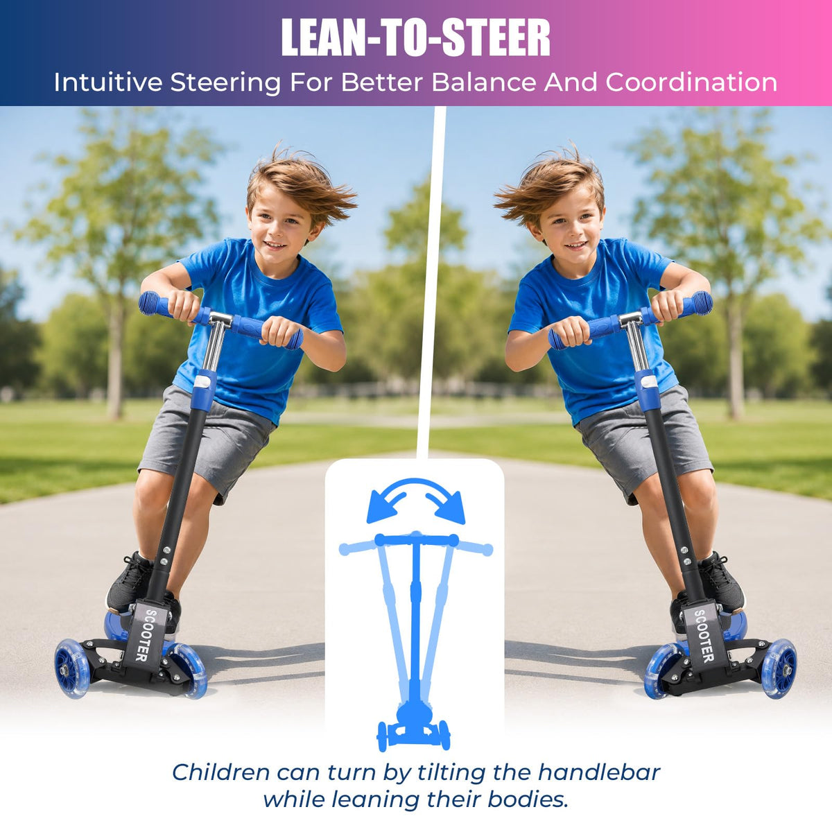 3 Wheel Kids Scooter with LED Light-Up G44926