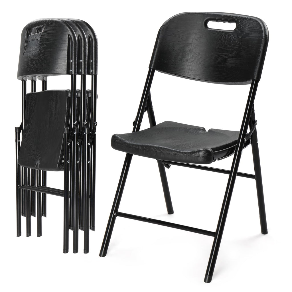 Dark 4 Pack HDPE Folding Chairs with Steel Frame D231584
