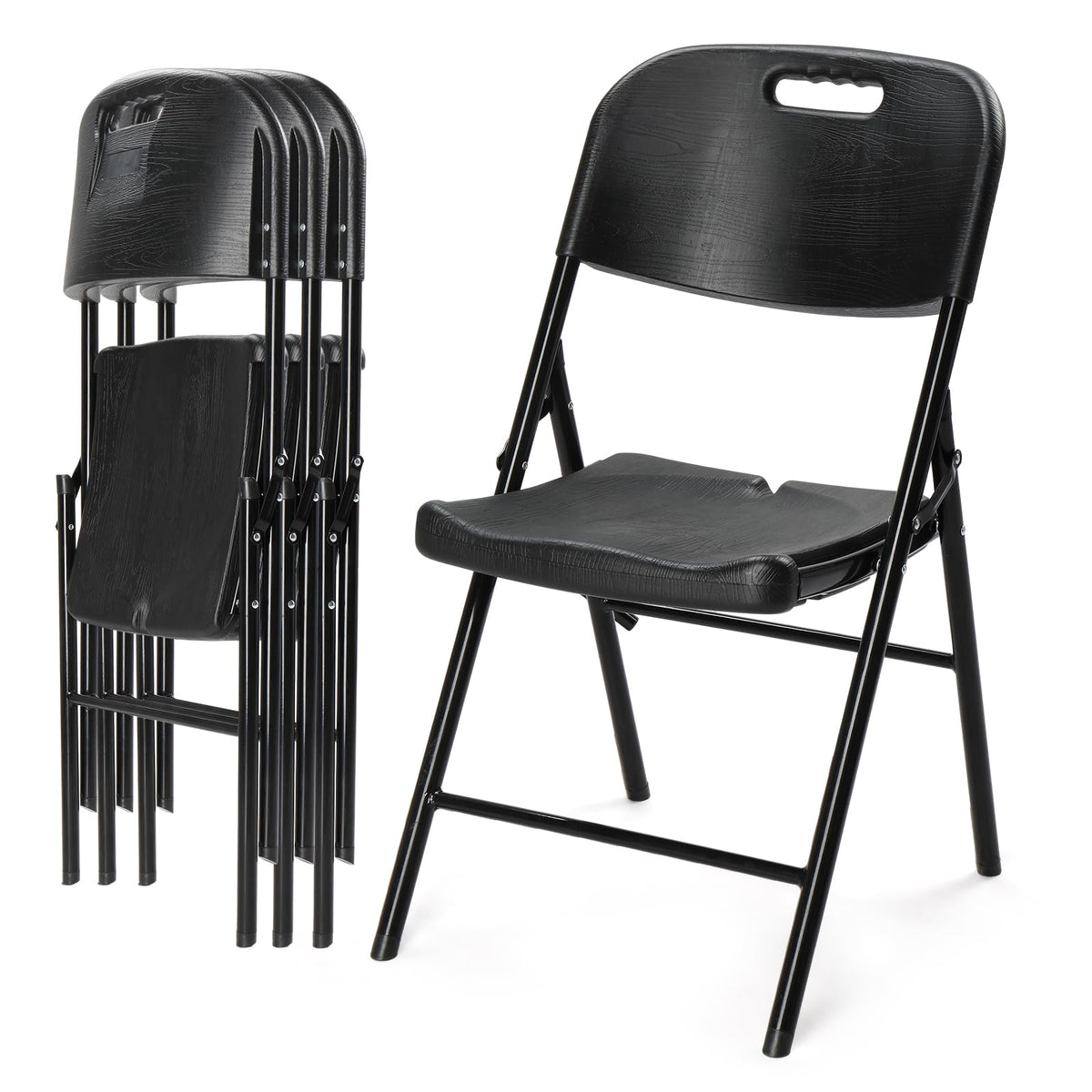 Dark 4 Pack HDPE Folding Chairs with Steel Frame D231584