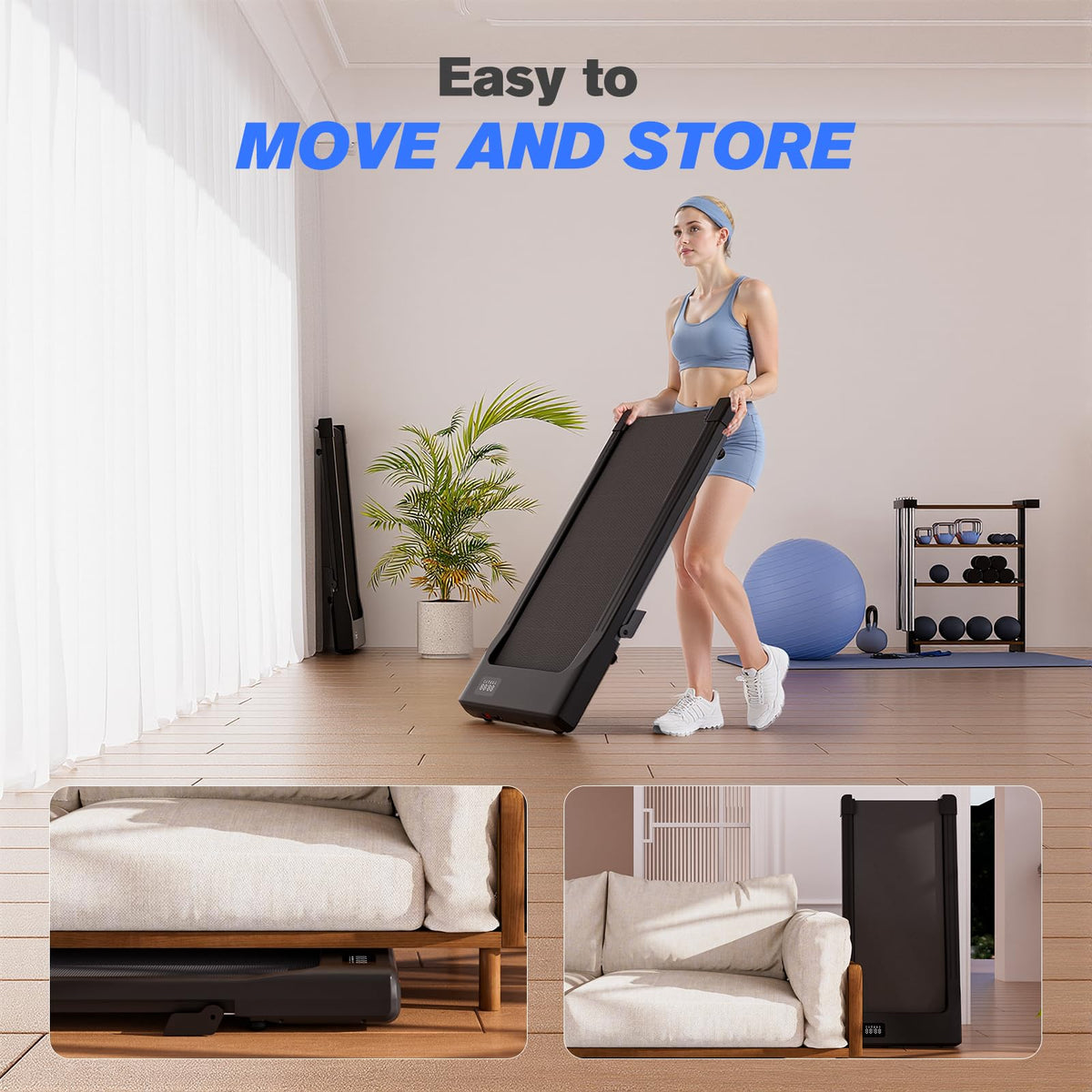 Walking Pad with Incline, 2.5 HP Under Desk Treadmill, 300 lbs Capacity H745520