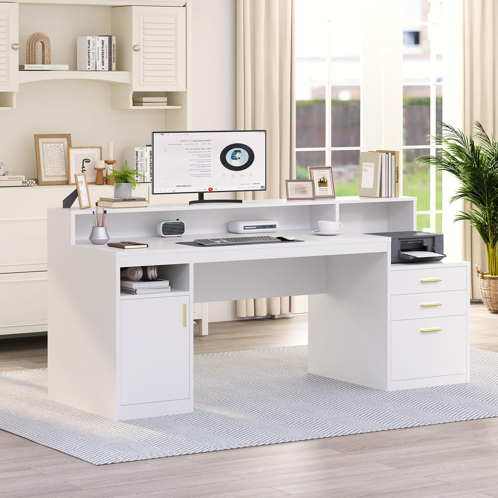 65" White Computer Desk with 3 Drawers Q262