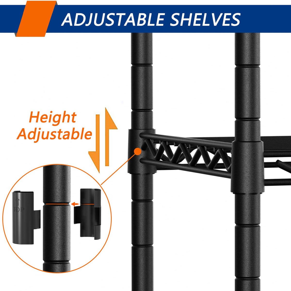 4-Shelf Adjustable Metal Storage Shelving Unit on Wheels, Black L211