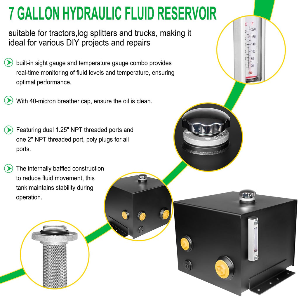 7 Gallon Hydraulic Fluid Reservoir Oil Tank O5201