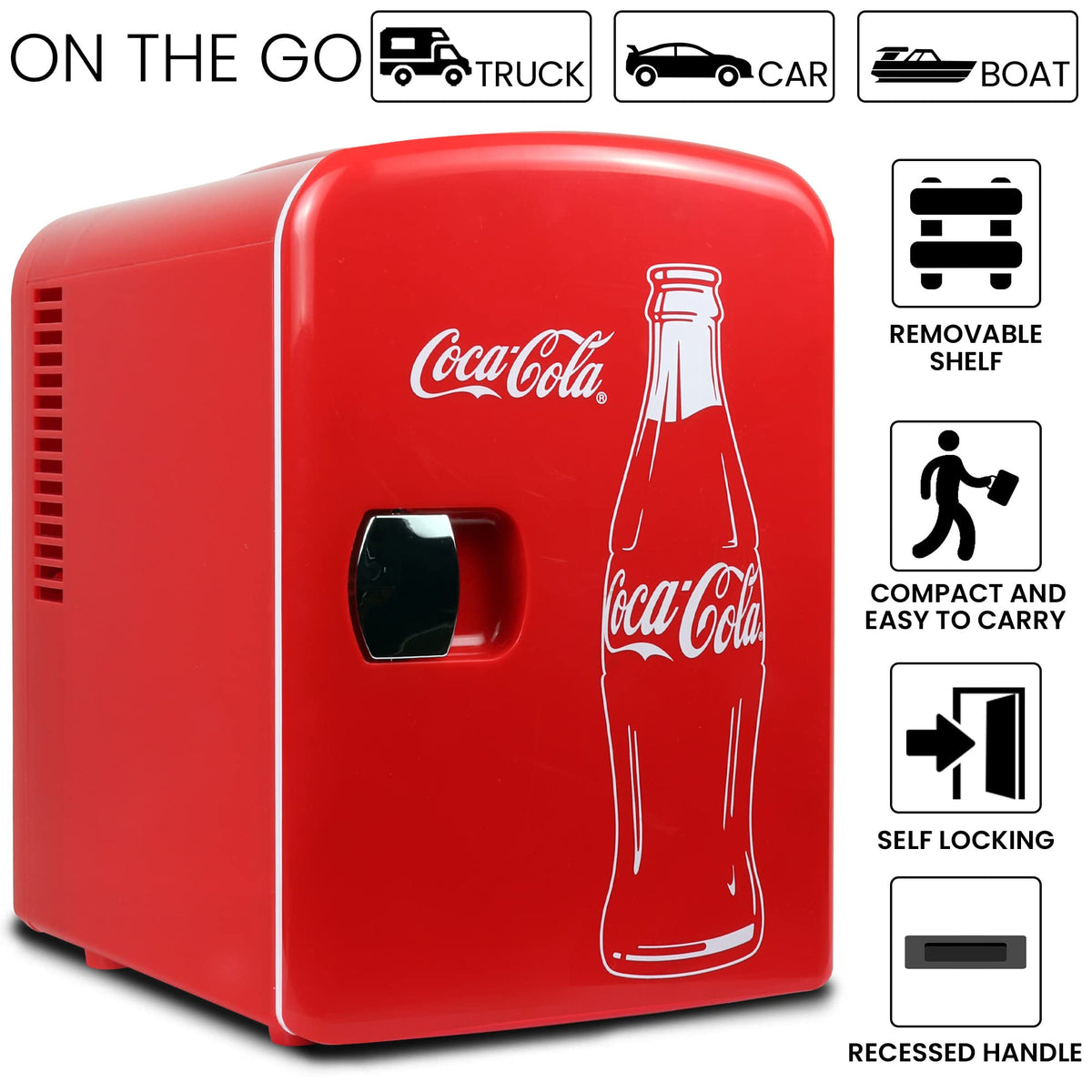4L 6 Can Mini Fridge Portable Cooler Red G4050