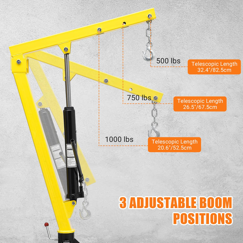 Hydraulic 1000Lbs Hitch-Mounted 360° Swivel Pickup Truck Crane Q99143