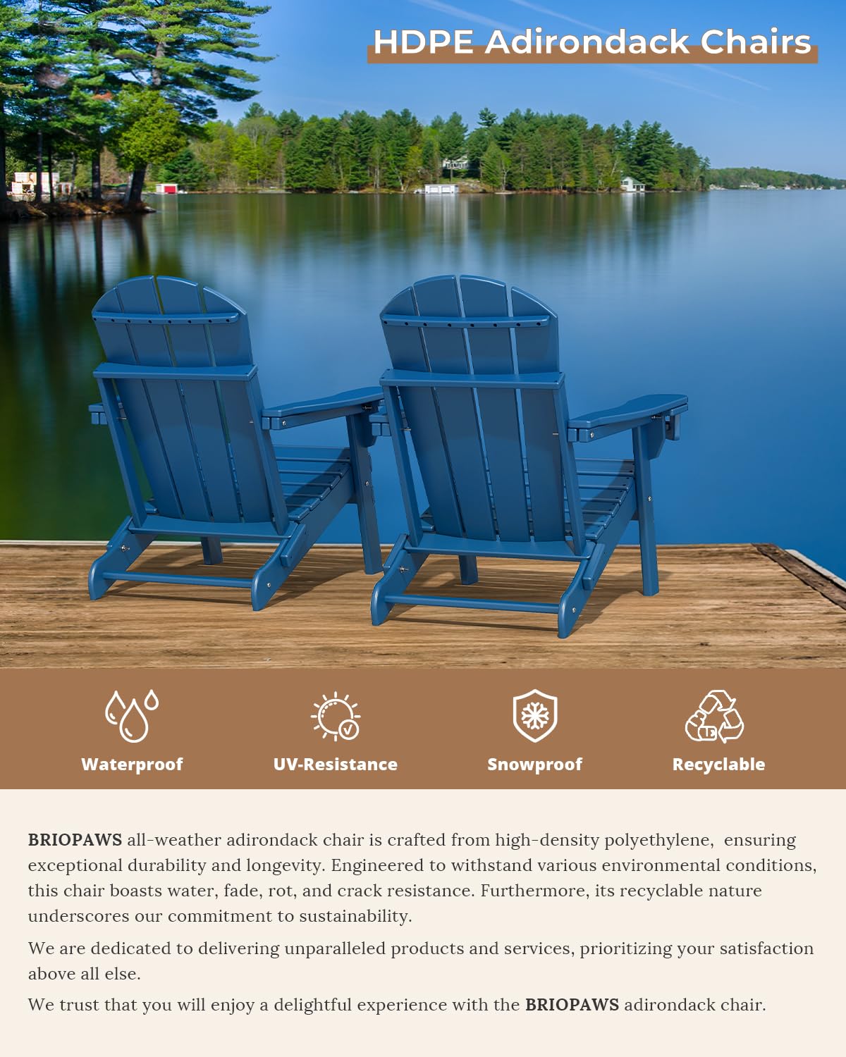 Folding Adirondack Chairs Set of 2 Blue HDPE Z67652
