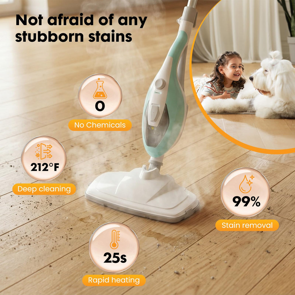 14-in-1 Steam Mop Detachable Handheld Steam Cleaner with 2 Washable Pads A895819