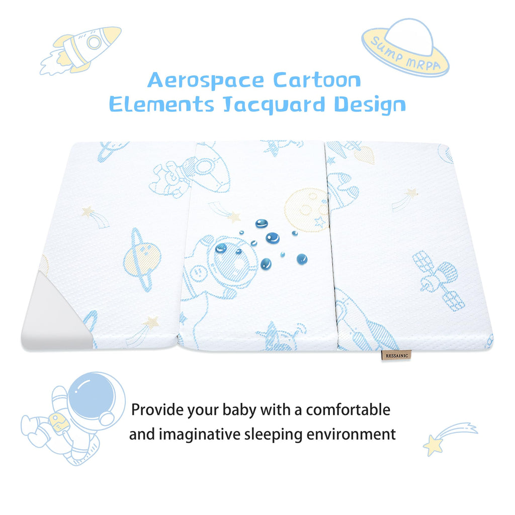 Trifold Portable Pack and Play Mattress Pad with Washable Cover B126