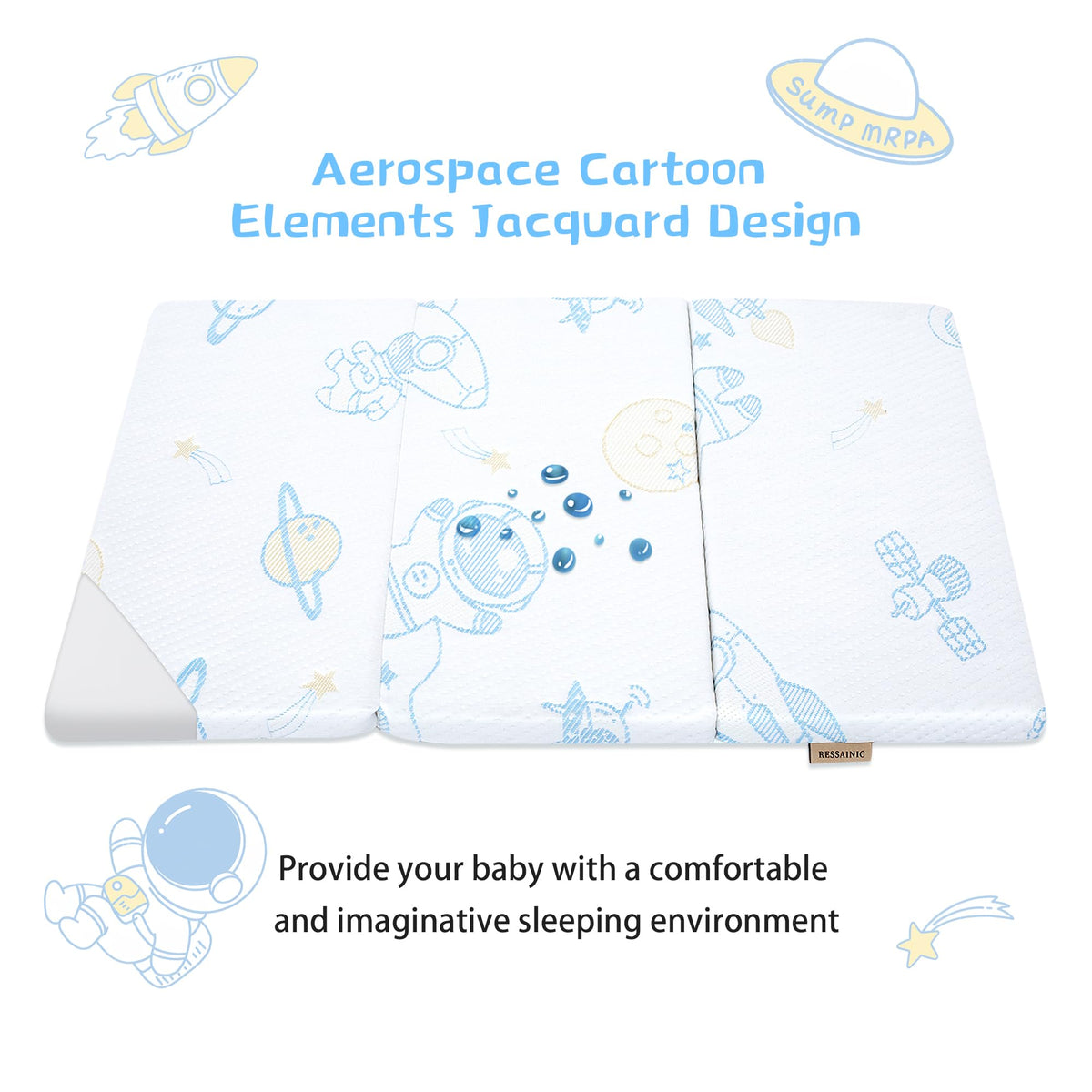 Trifold Portable Pack and Play Mattress Pad with Washable Cover B126