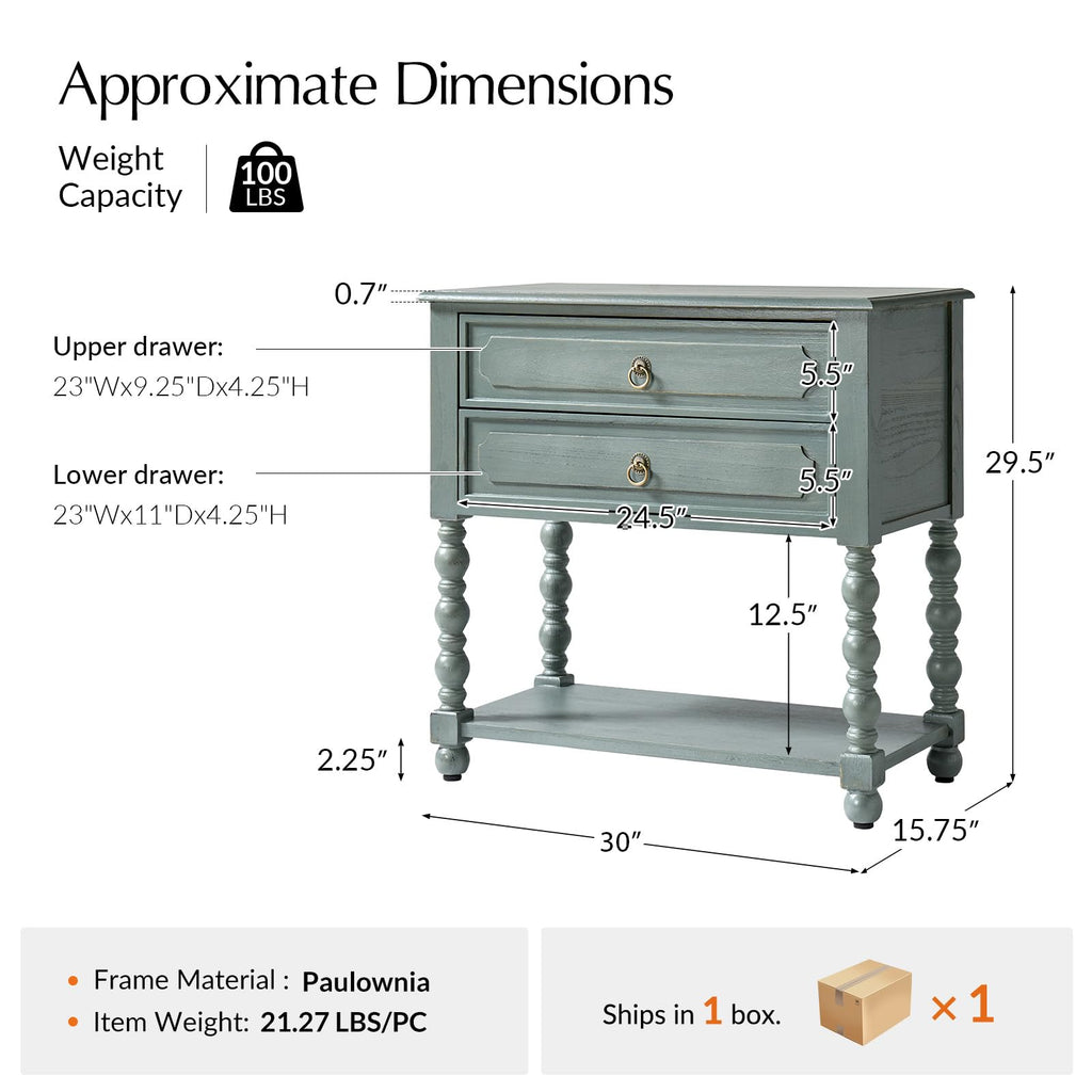 Blue Accent End Table with Charging Station A31742