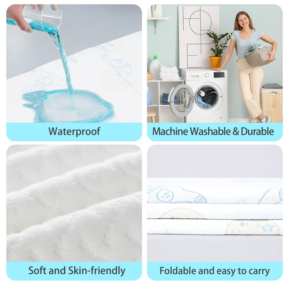 Trifold Portable Pack and Play Mattress Pad with Washable Cover B126