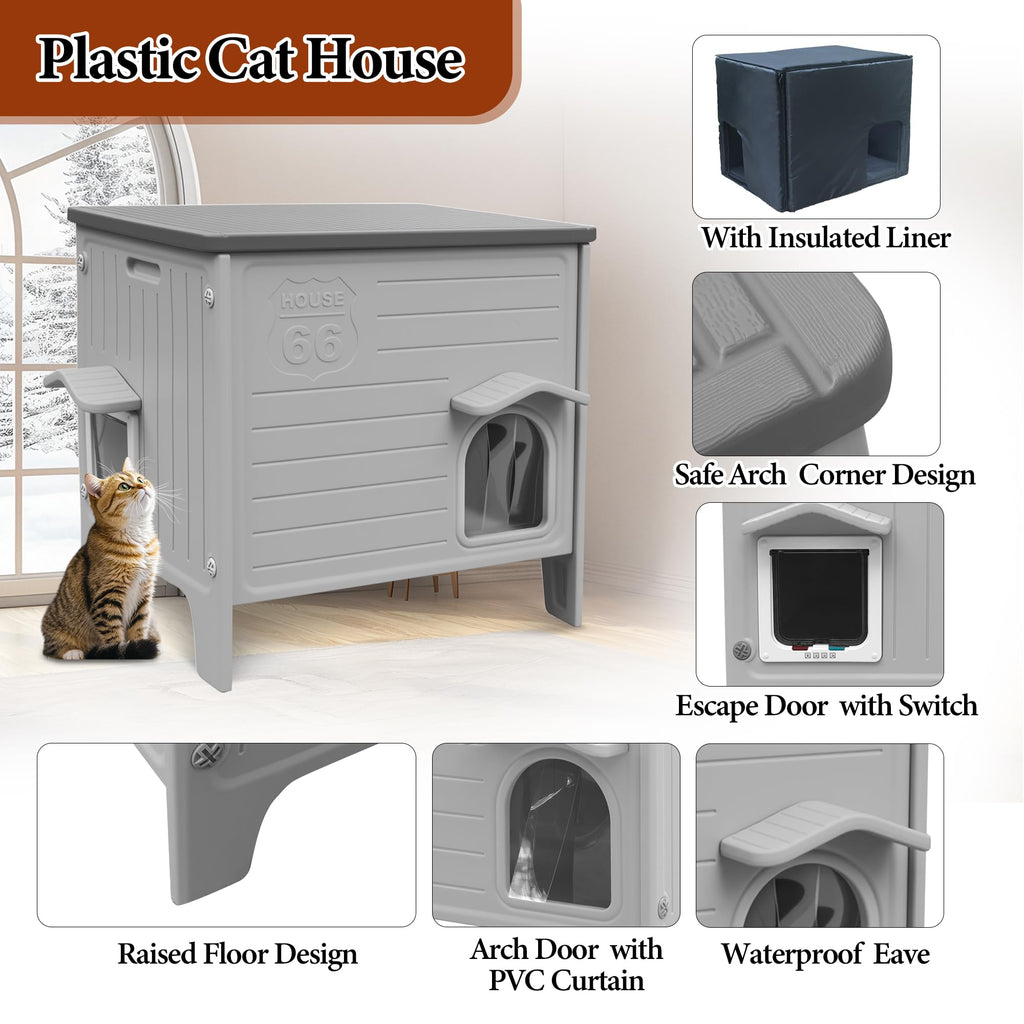 Insulated Outdoor Weatherproof Plastic Cat House R30359