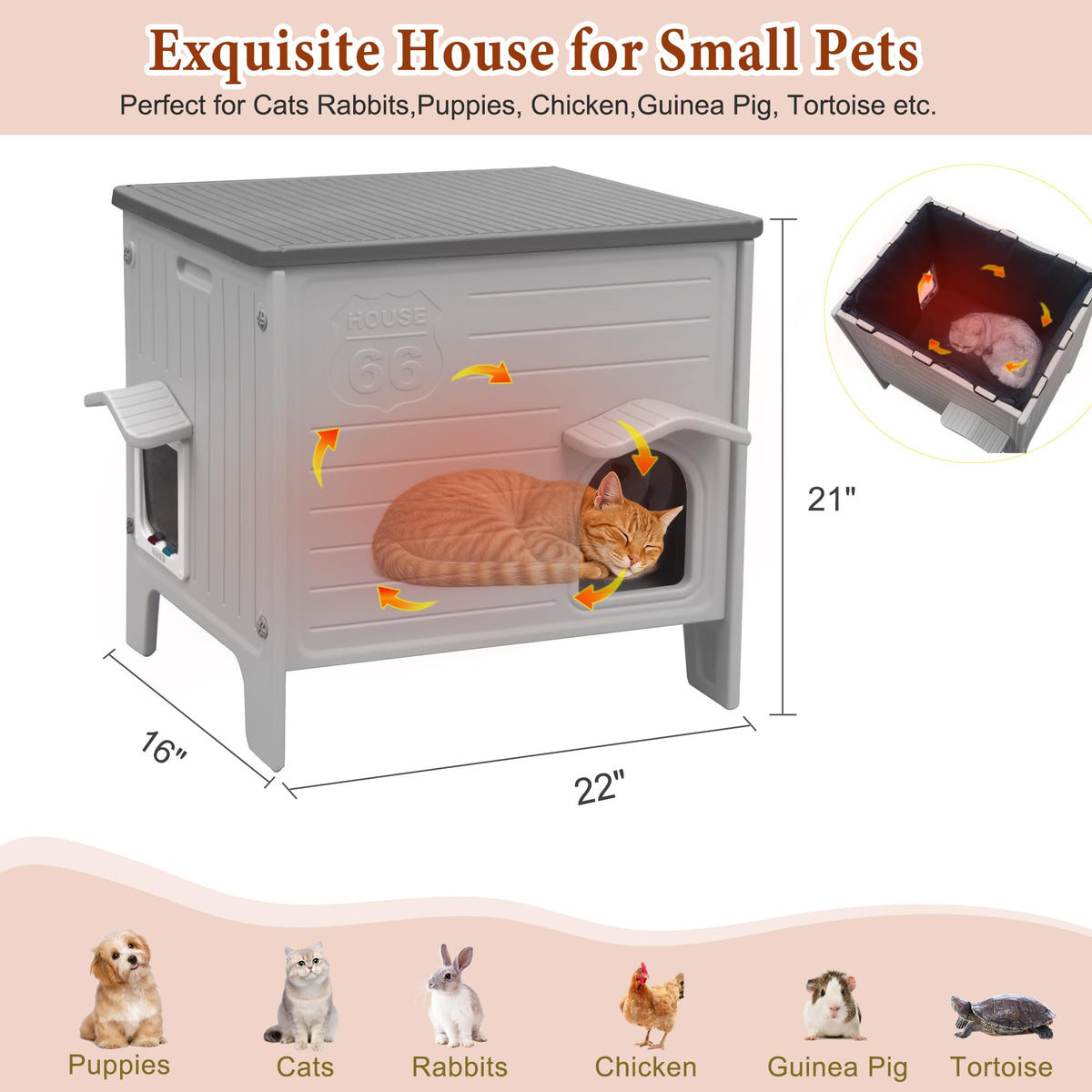 Insulated Outdoor Weatherproof Plastic Cat House R30359