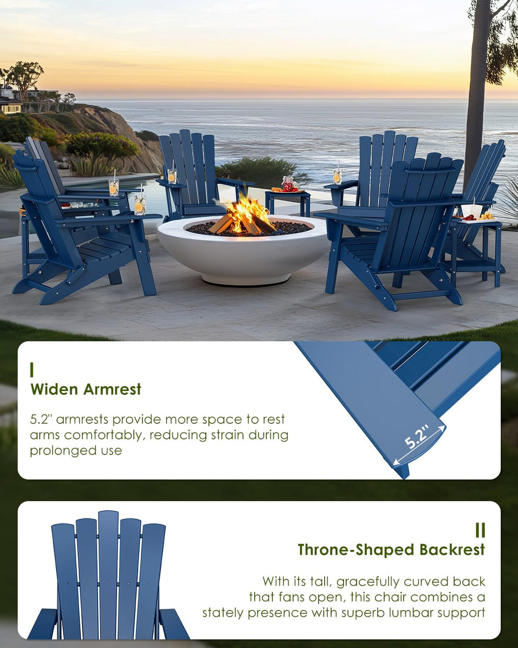 Blue Folding Adirondack Chairs Set of 2 I586