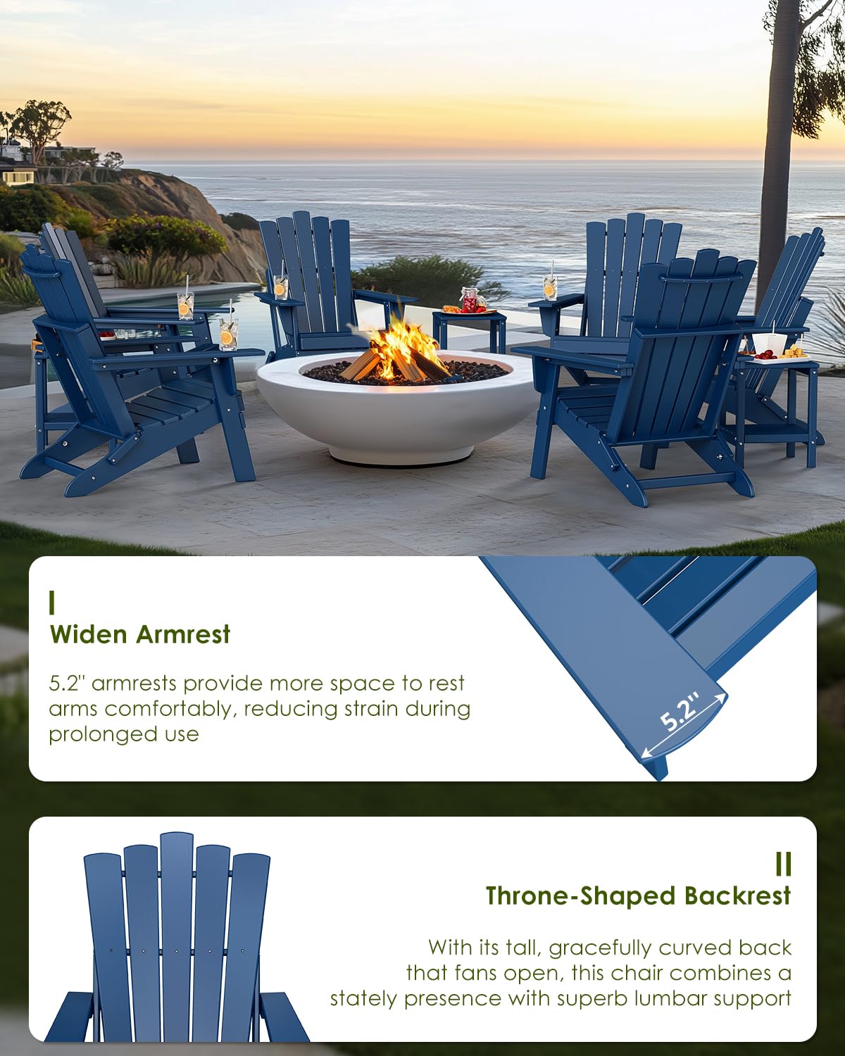 Blue Folding Adirondack Chairs Set of 2 I586