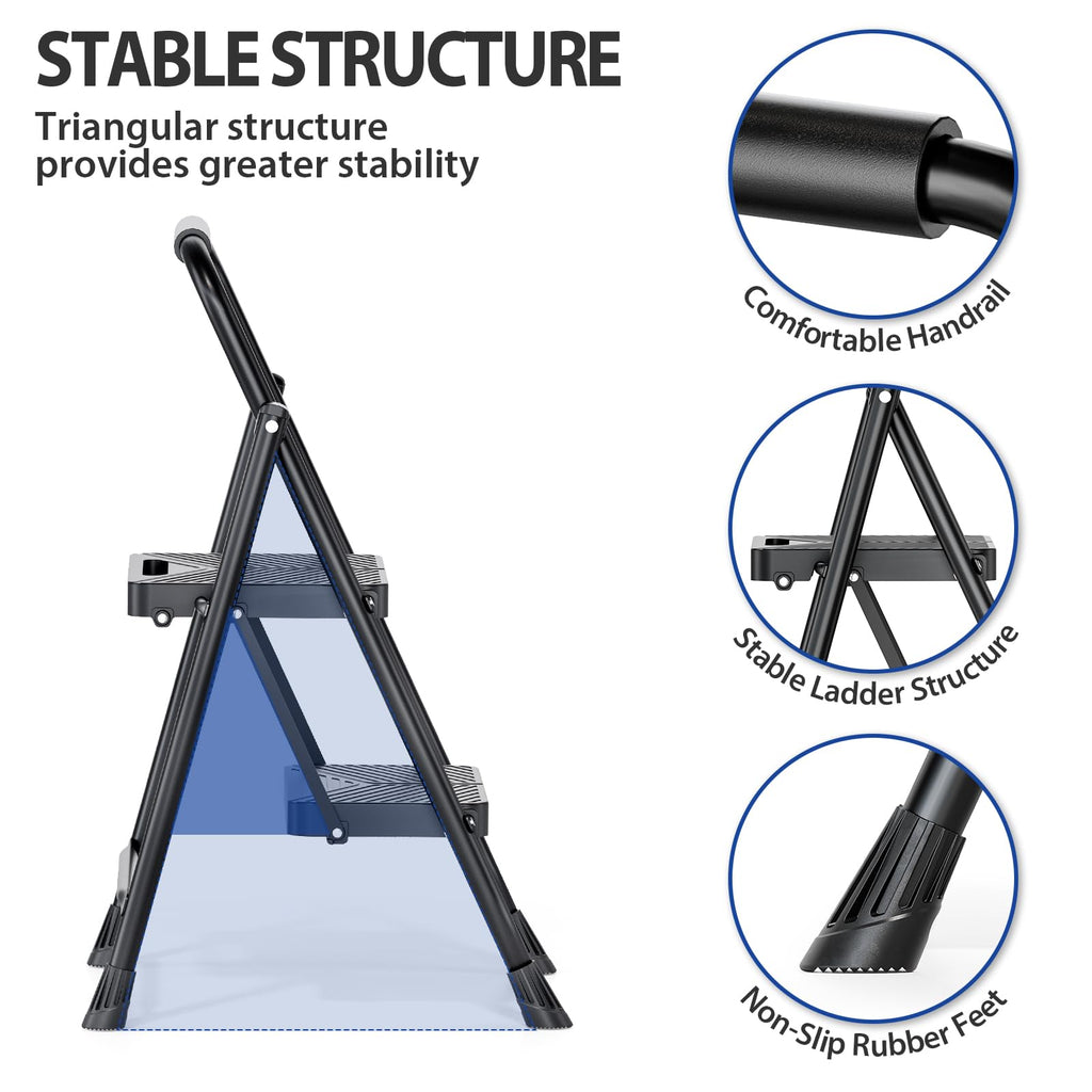 Folding 2 Step Ladder with Anti-Slip Pedals F7314