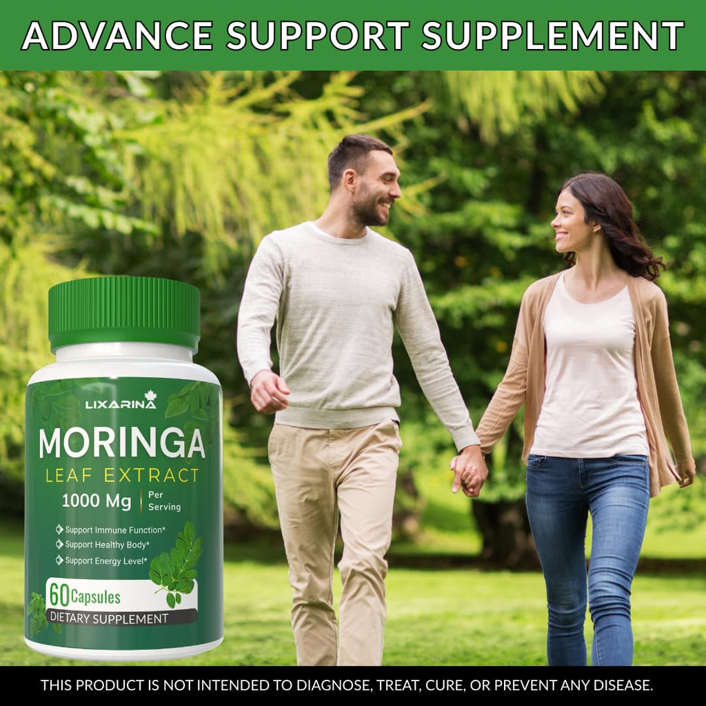 Moringa Capsules Organic 1000MG 60 Count Pack-2 C206