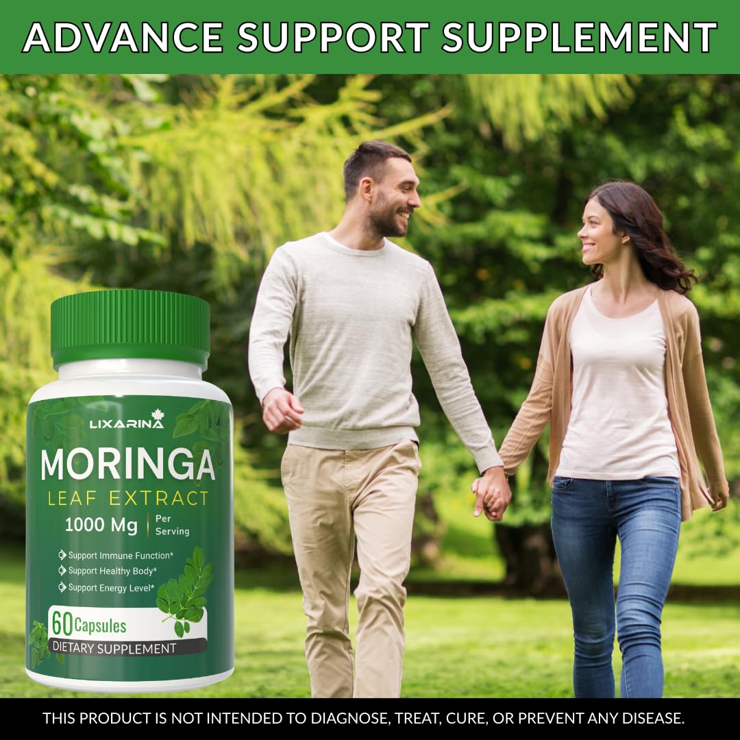 Moringa Capsules Organic 1000MG 60 Count Pack-2 C206