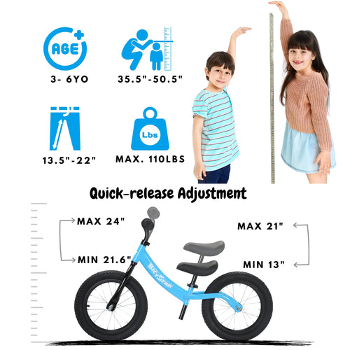 14 Inch Balance Bike with Rubber Air Tires L68956