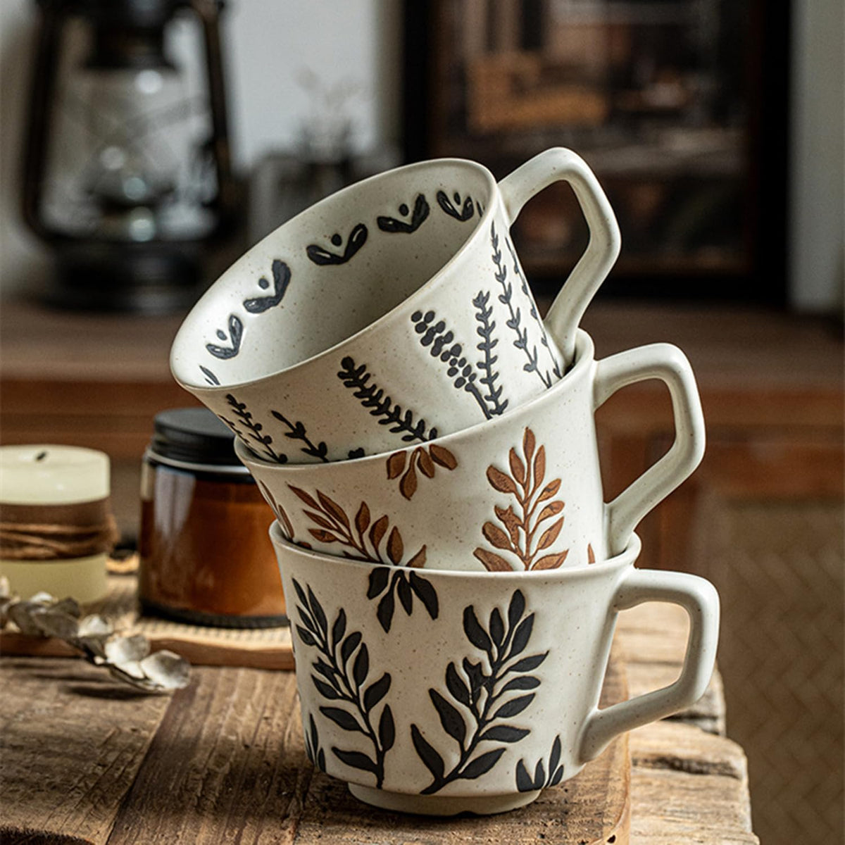 12 oz Ceramic Coffee Mug Set of 4 L8056