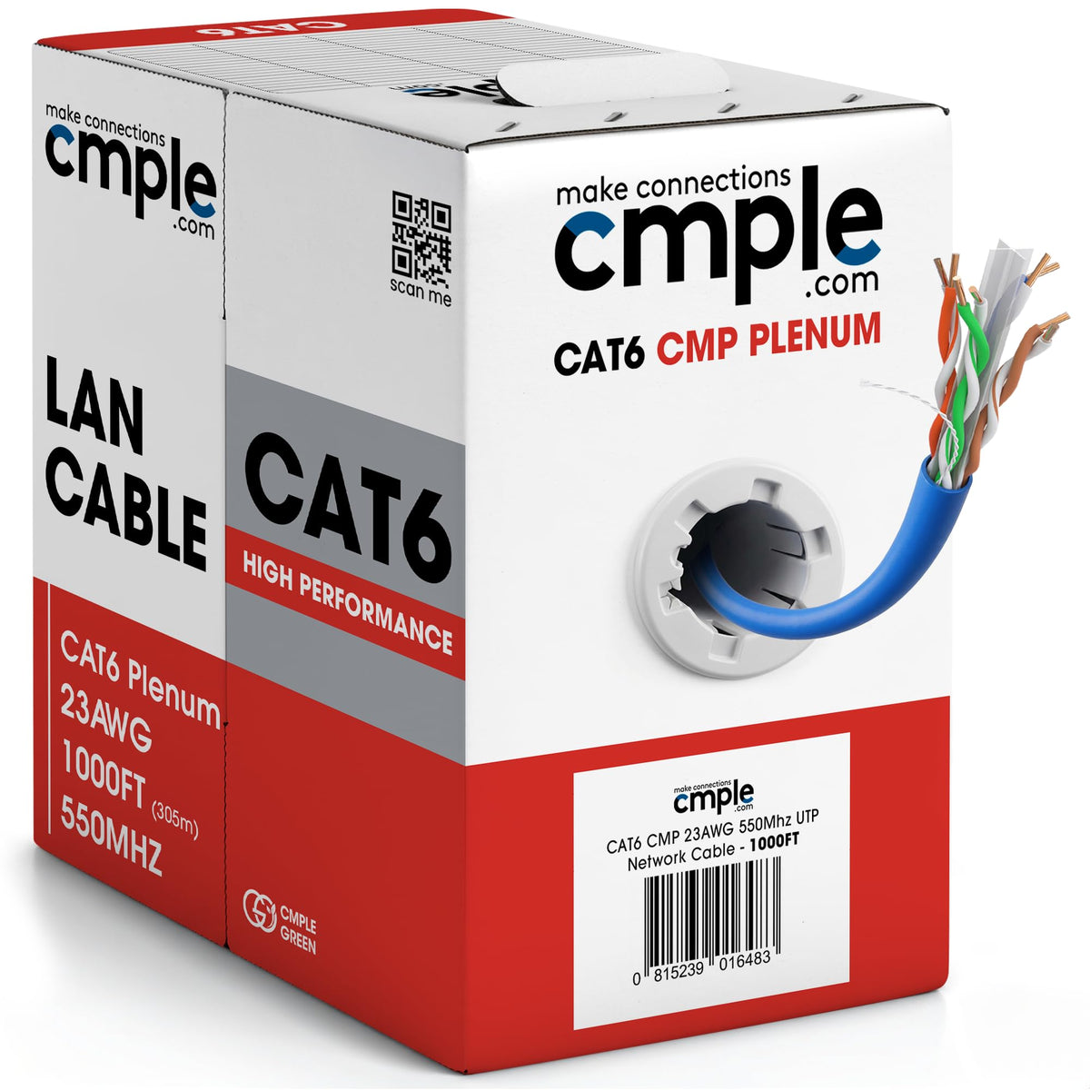Cat6 Plenum CMP 23AWG UTP Solid 1000ft Blue Ethernet Cable P58618